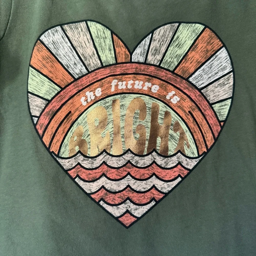 Old Navy Girls Heart Green Graphic Short Sleeve Tee Size Medium 8‎